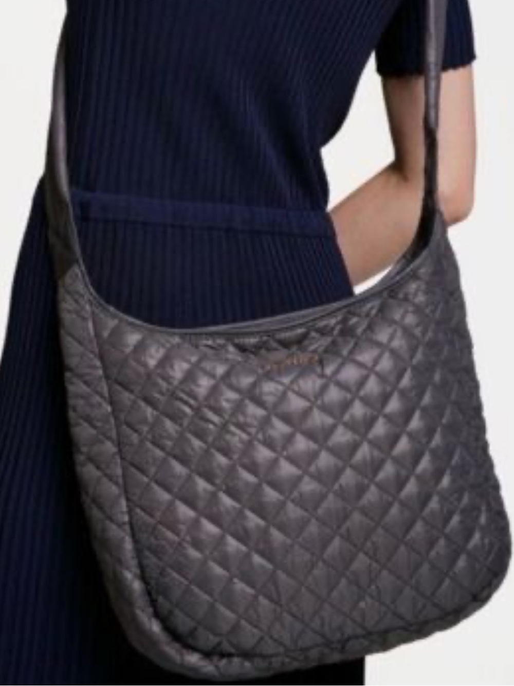 MZ Wallace Quilted Nylon  Crossbody Bag in Charcoal